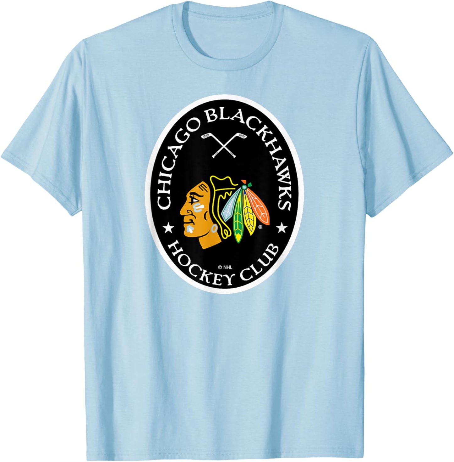 Chicago Blackhawks Iconic Red Officially Licensed T-Shirt - T-Shirt | Light Blue