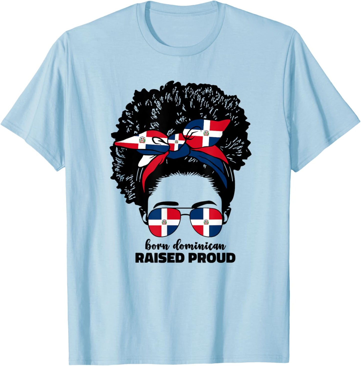 Dominicana Dominican Girl Girls Republic Dominicana Afro T-Shirt - T-Shirt | Light Blue