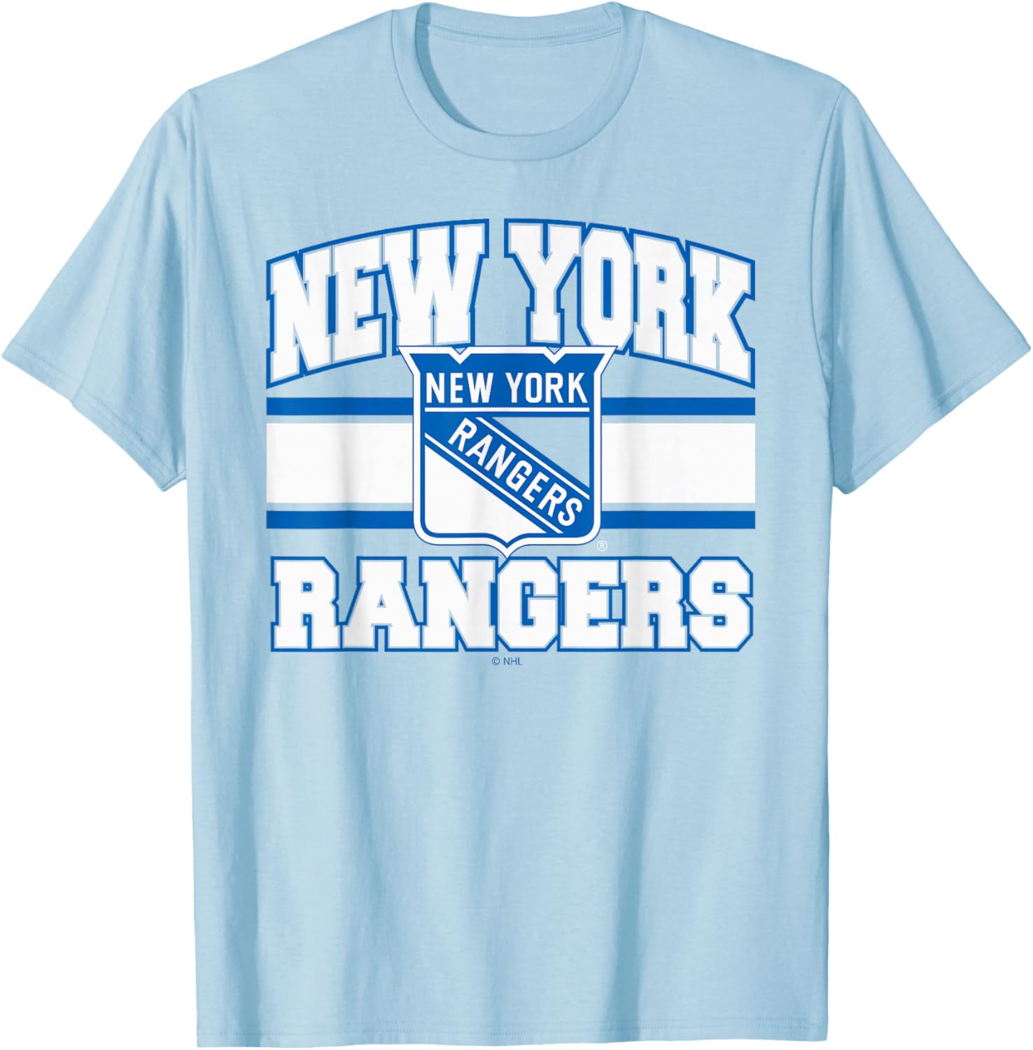 New York Rangers Stripe Red Officially Licensed T-Shirt - T-Shirt | Light Blue