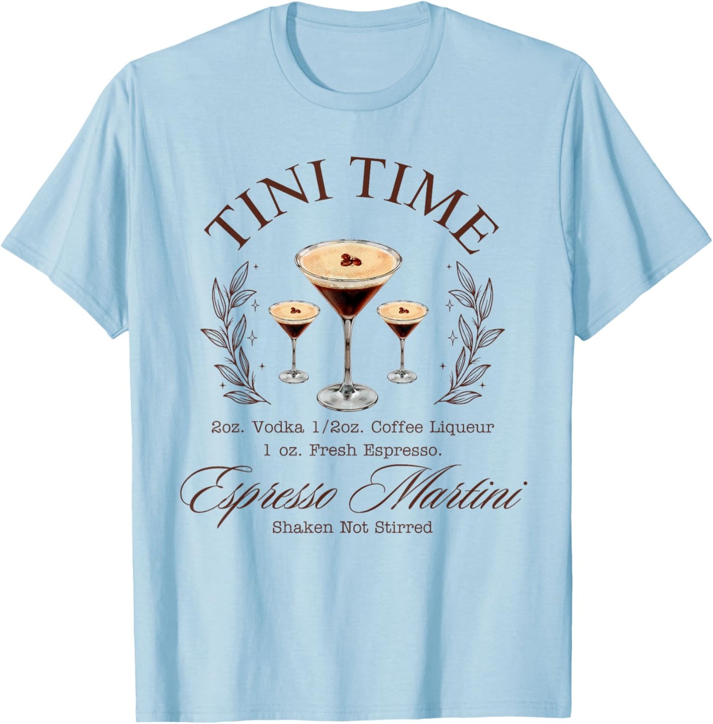 Tini Time Espresso Martini Coffee Cocktail T-Shirt - T-Shirt | Light Blue