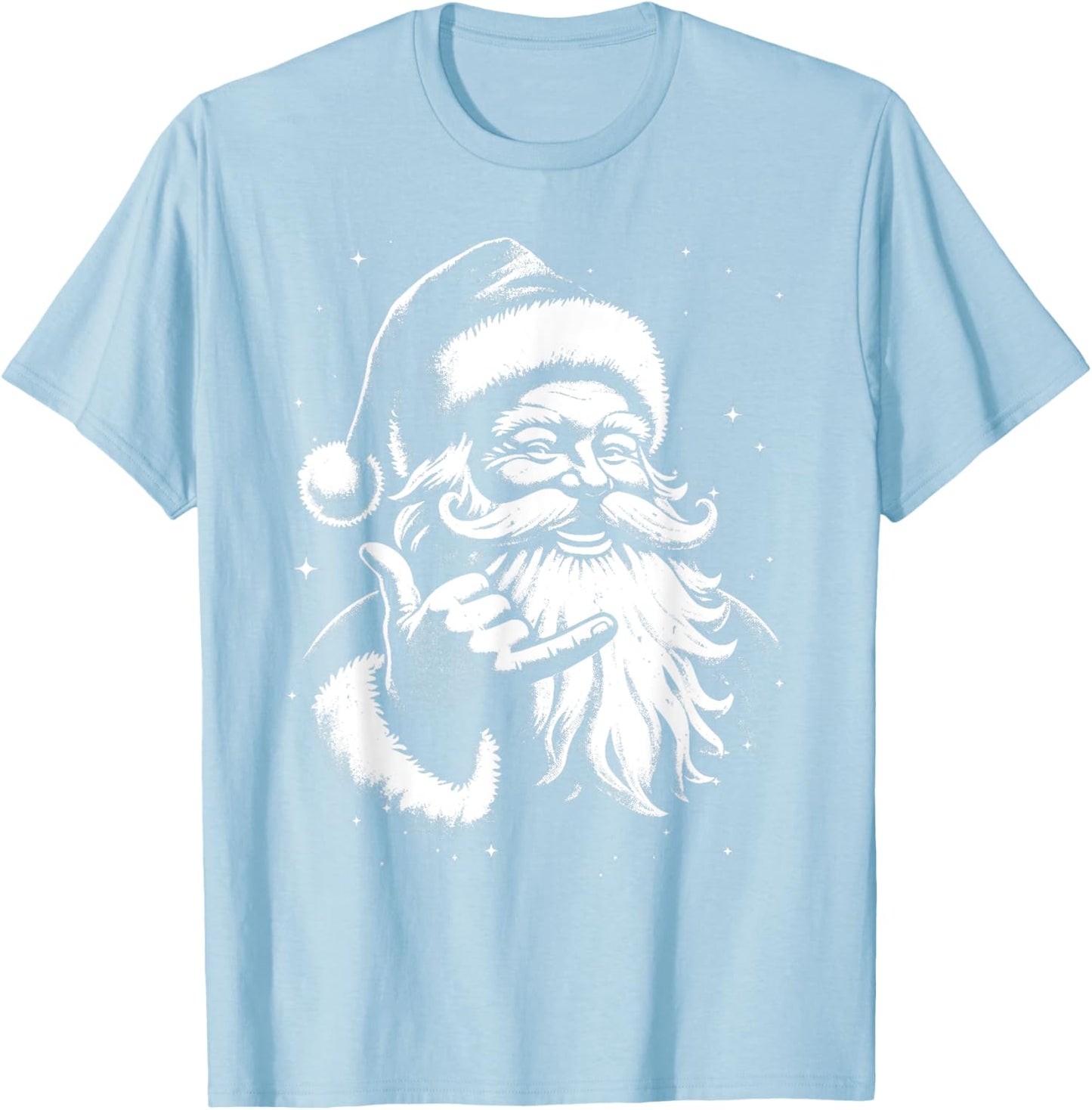 Retro Rad Christmas Mele Kalikimaka Santa Shaka Hawaii Surf T-Shirt - T-Shirt | Light Blue