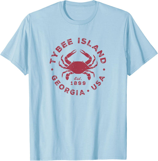 Tybee Island GA Blue Crab Kids Vacation Souvenir T-Shirt - T-Shirt | Light Blue