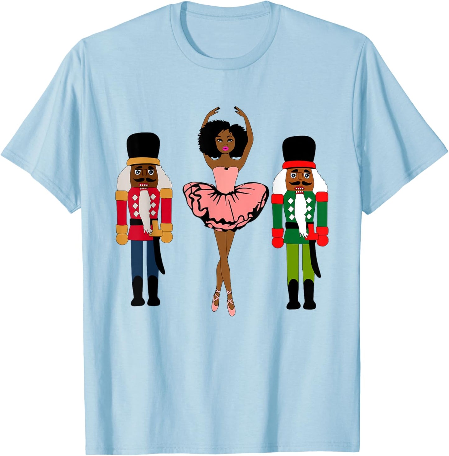 Black Ballerina Christmas Black Nutcracker Xmas African Xmas T-Shirt - T-Shirt | Light Blue