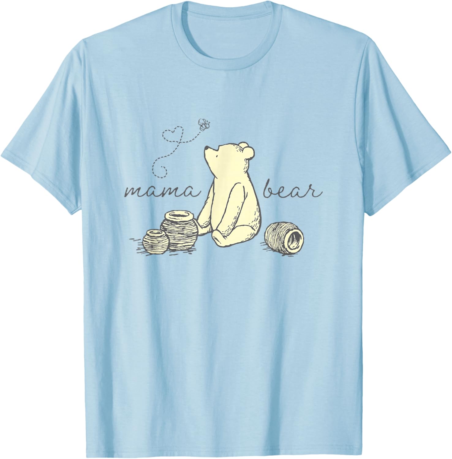 Disney Winnie the Pooh Mama Bear Cute Pooh Big Chest Logo T-Shirt - T-Shirt | Light Blue