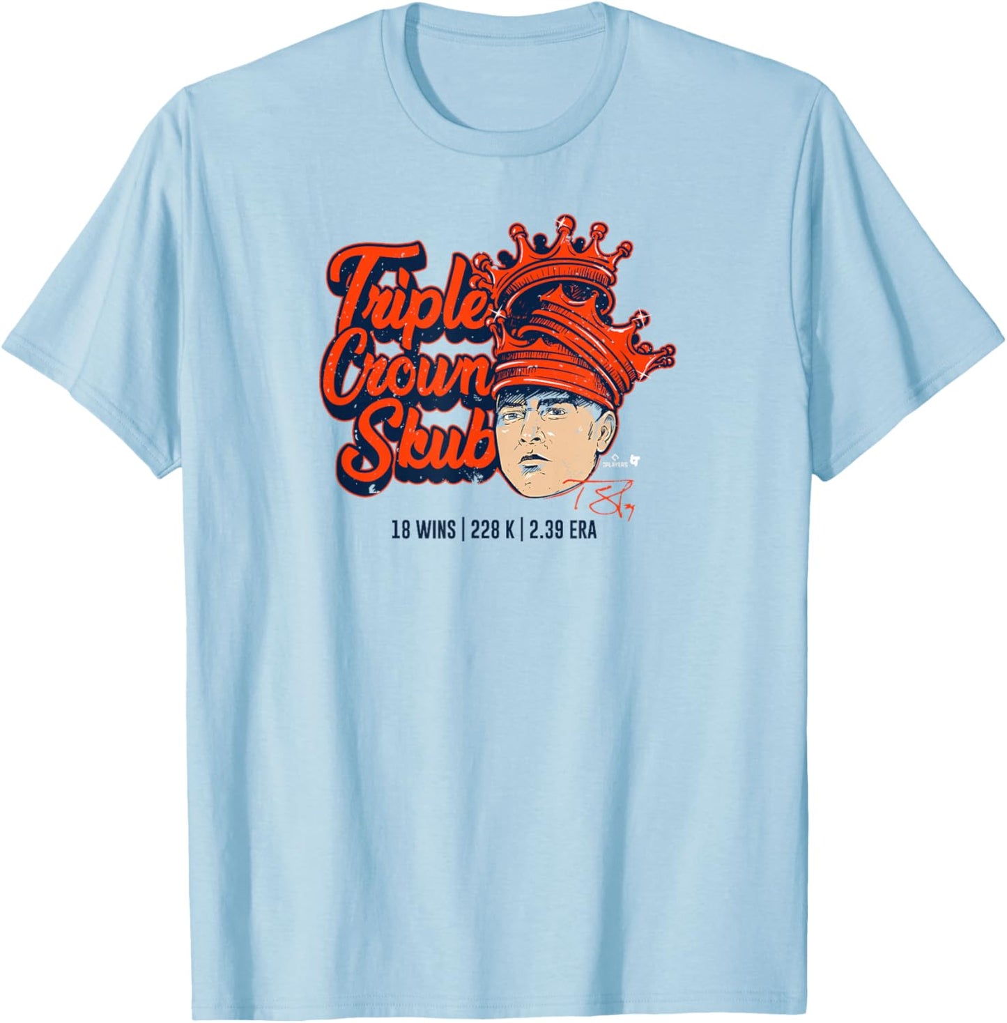 Tarik Skubal - Triple Crown - Detroit Baseball T-Shirt - T-Shirt | Light Blue