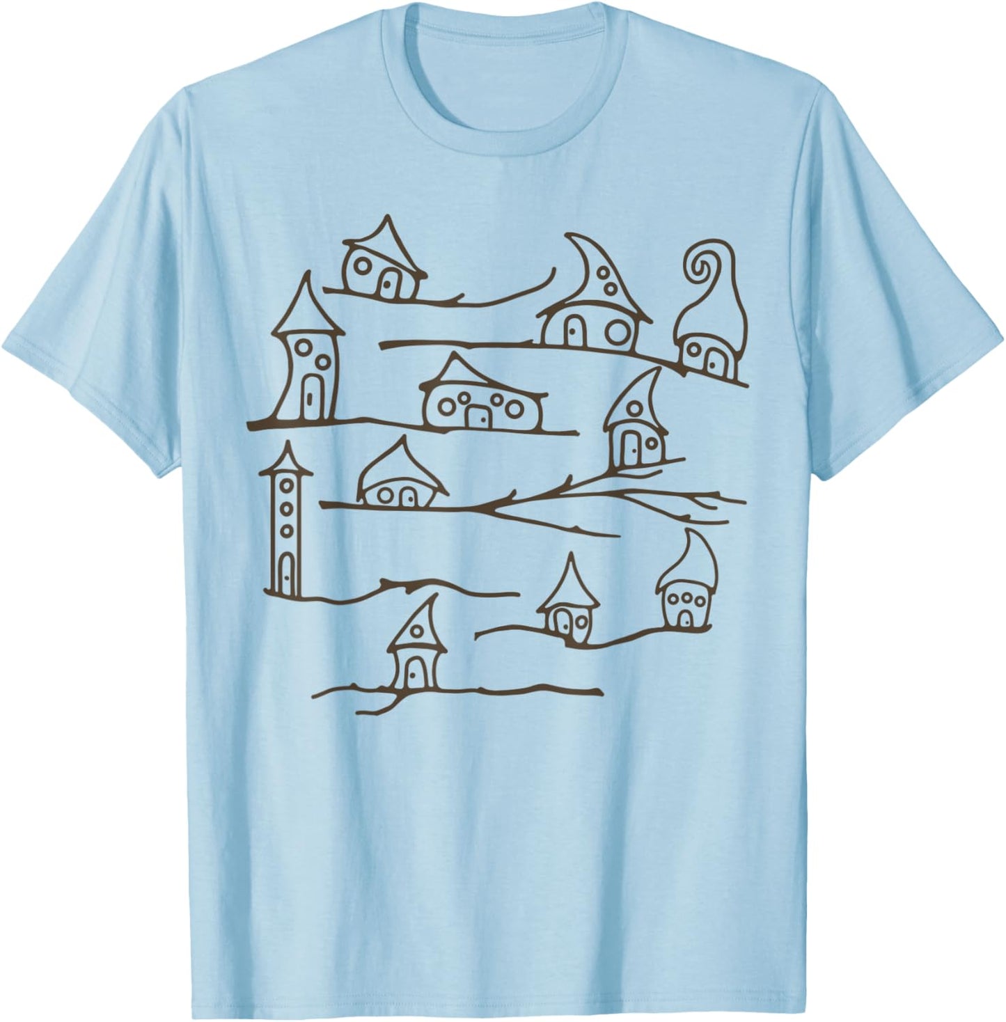 Boho Baby Woodland Fairy Houses T-Shirt - T-Shirt | Light Blue