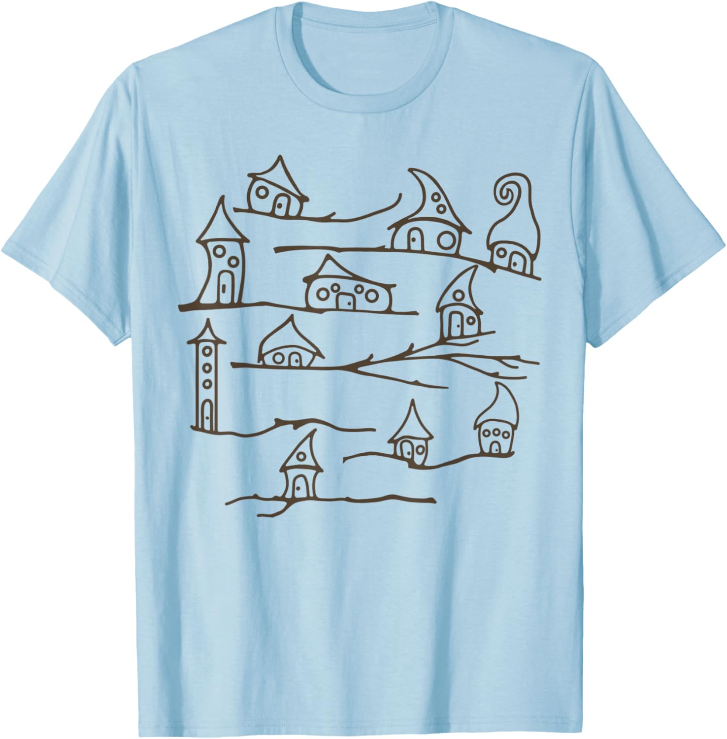 Boho Baby Woodland Fairy Houses T-Shirt - T-Shirt | Light Blue