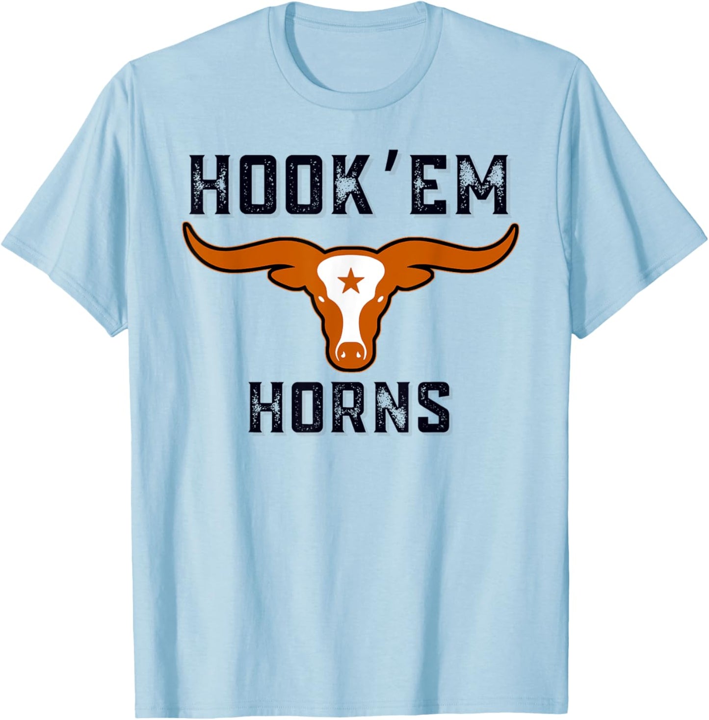 Hook'em Horns Bull from Tex and Burnt orange T-Shirt - T-Shirt | Light Blue