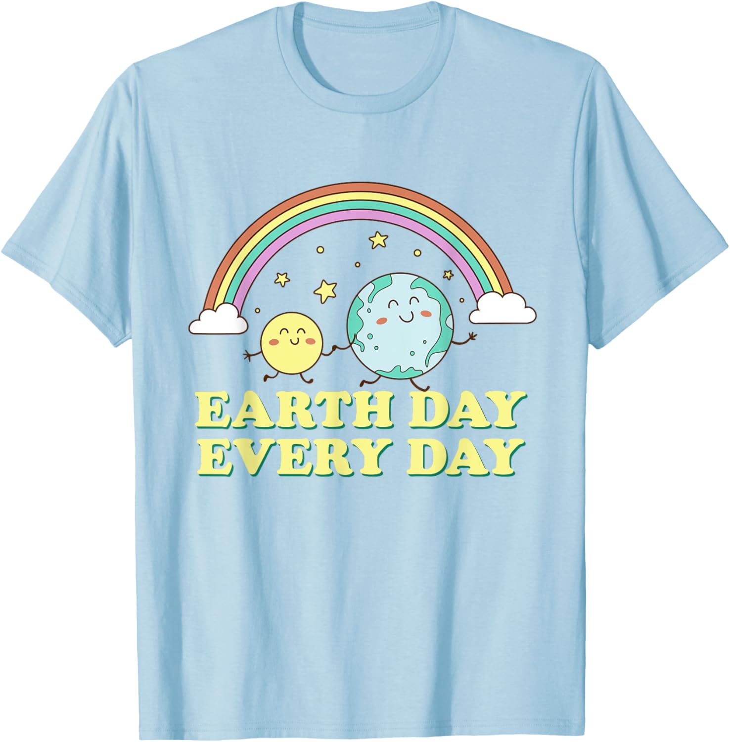 Earth Day Every Day Rainbow Globe Save the Planet T-Shirt - T-Shirt | Light Blue