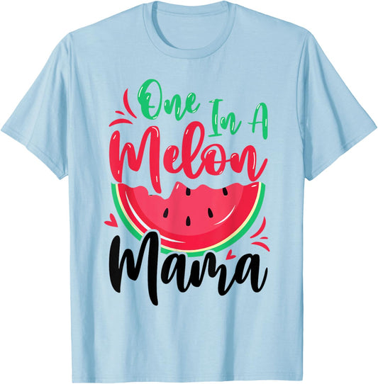 One in a Melon Mama Summer Birthday Party Matching Family T-Shirt - T-Shirt | Light Blue