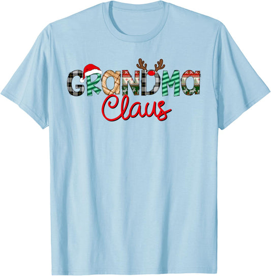 Retro Grandma Claus Reindeer Christmas Matching Family Xmas T-Shirt - T-Shirt | Light Blue