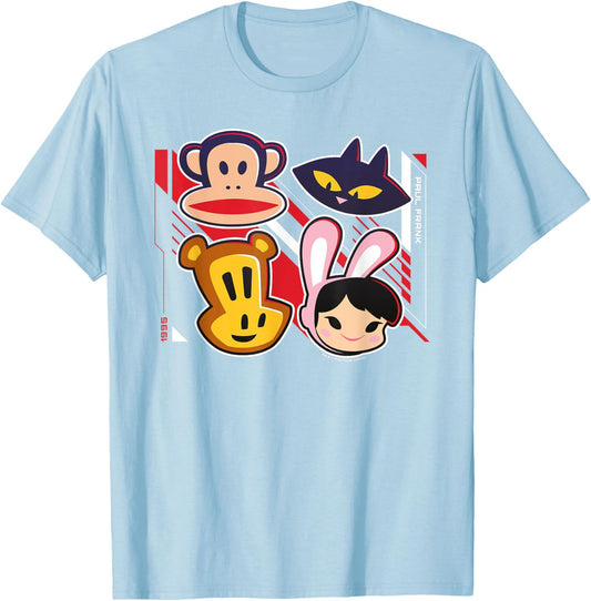 Paul Frank Retro 1995 Julius The Monkey & Co Heads T-Shirt - T-Shirt | Light Blue