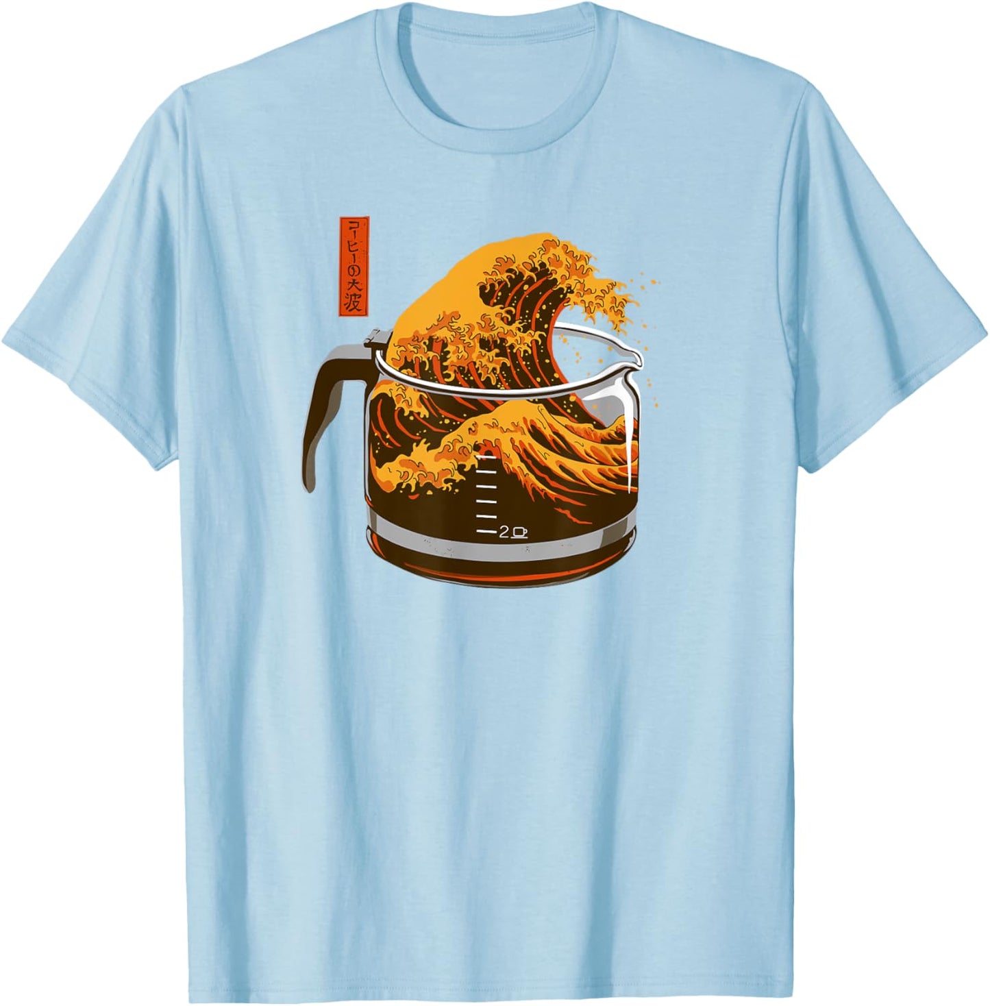 the Great Wave of Coffee light T-Shirt - T-Shirt | Light Blue