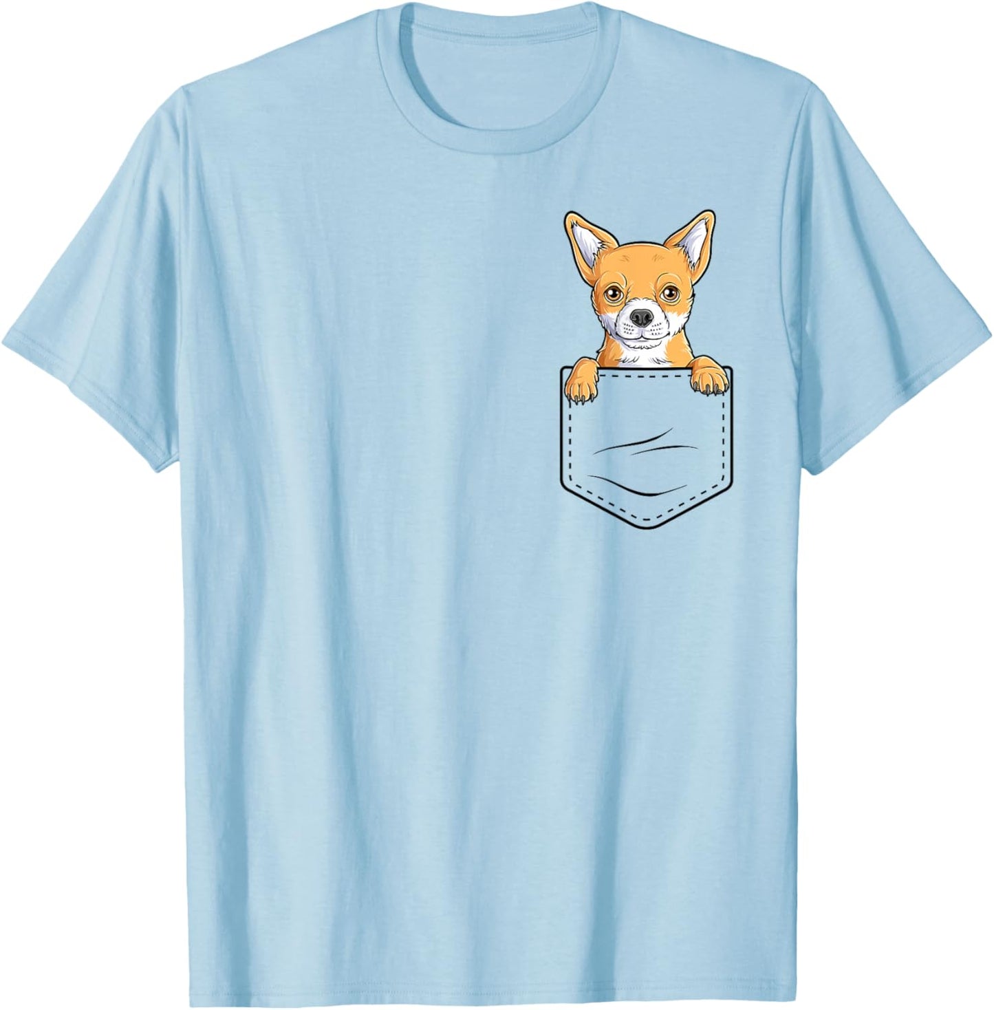 Funny Chihuahua In The Pocket Dog Lover Cute Chihuahua T-Shirt - T-Shirt | Light Blue