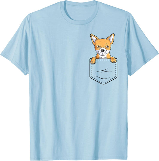 Funny Chihuahua In The Pocket Dog Lover Cute Chihuahua T-Shirt - T-Shirt | Light Blue