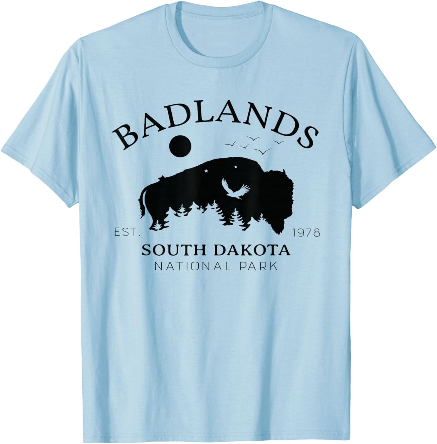 Badlands National Park South Dakota Souvenir Hiking Bison T-Shirt - T-Shirt | Light Blue