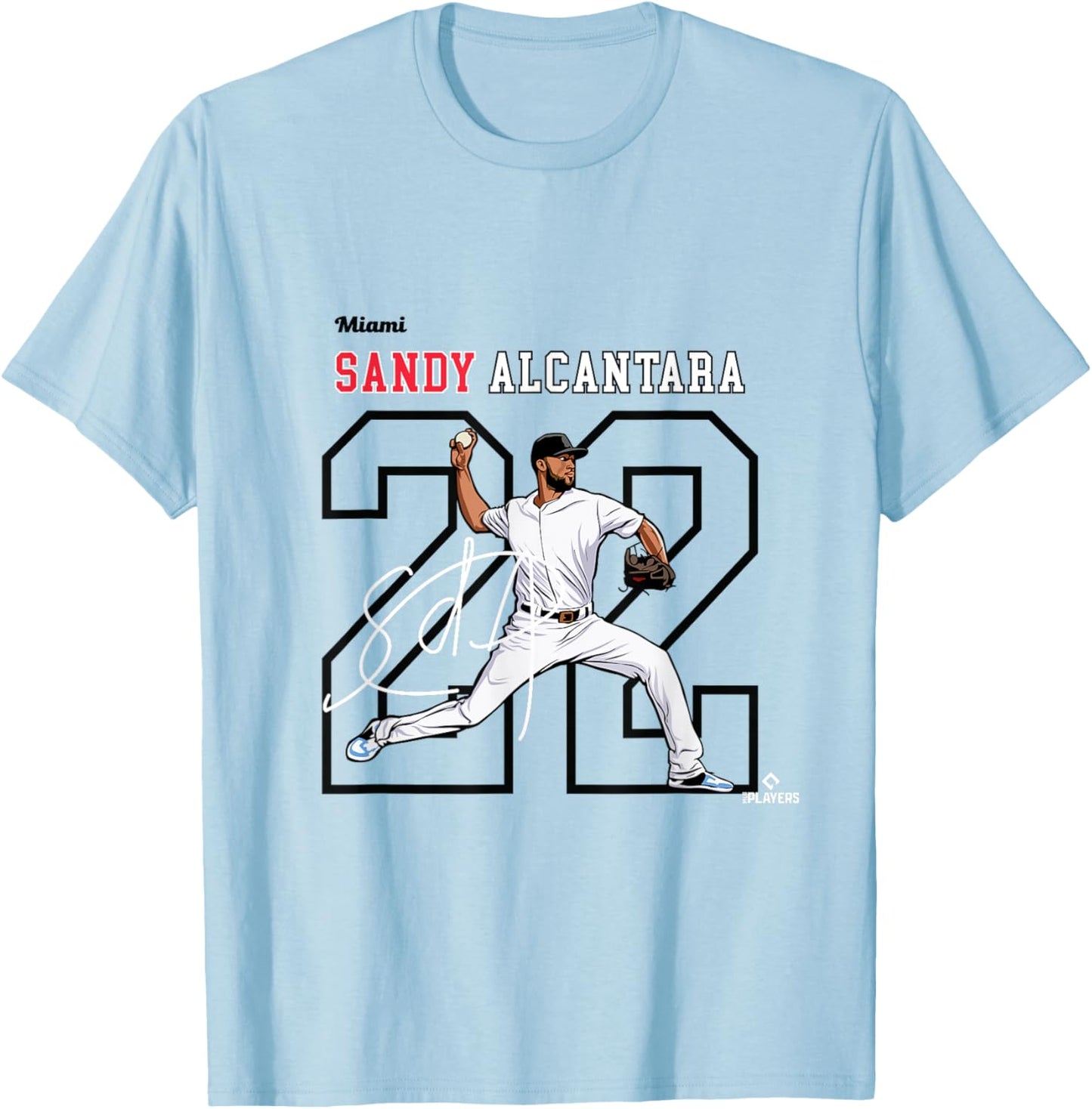 Sandy Alcantara | Miami Baseball Players | MLBSAL3005 T-Shirt - T-Shirt | Light Blue