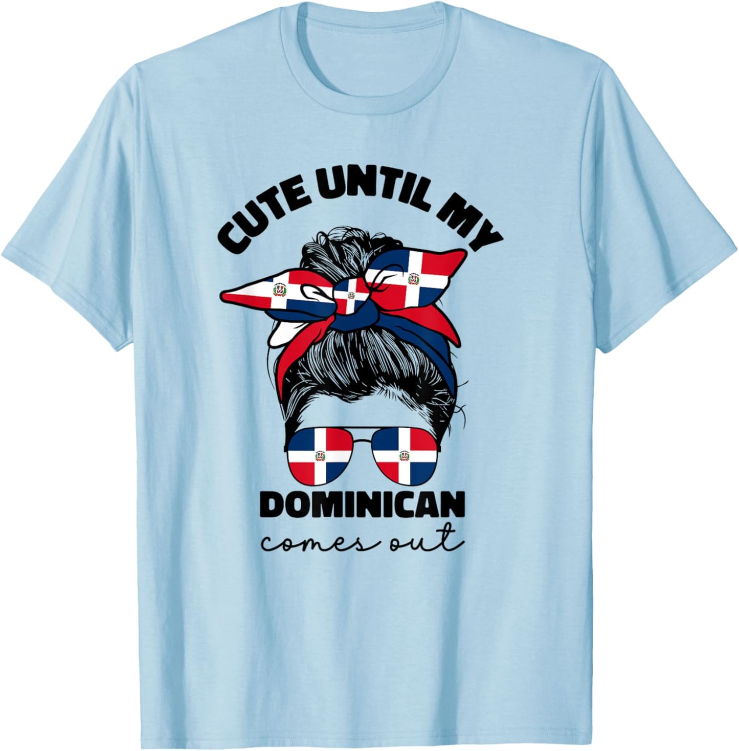 Cute Dominican Girl Women Republica Dominicana Flag Republic T-Shirt - T-Shirt | Light Blue