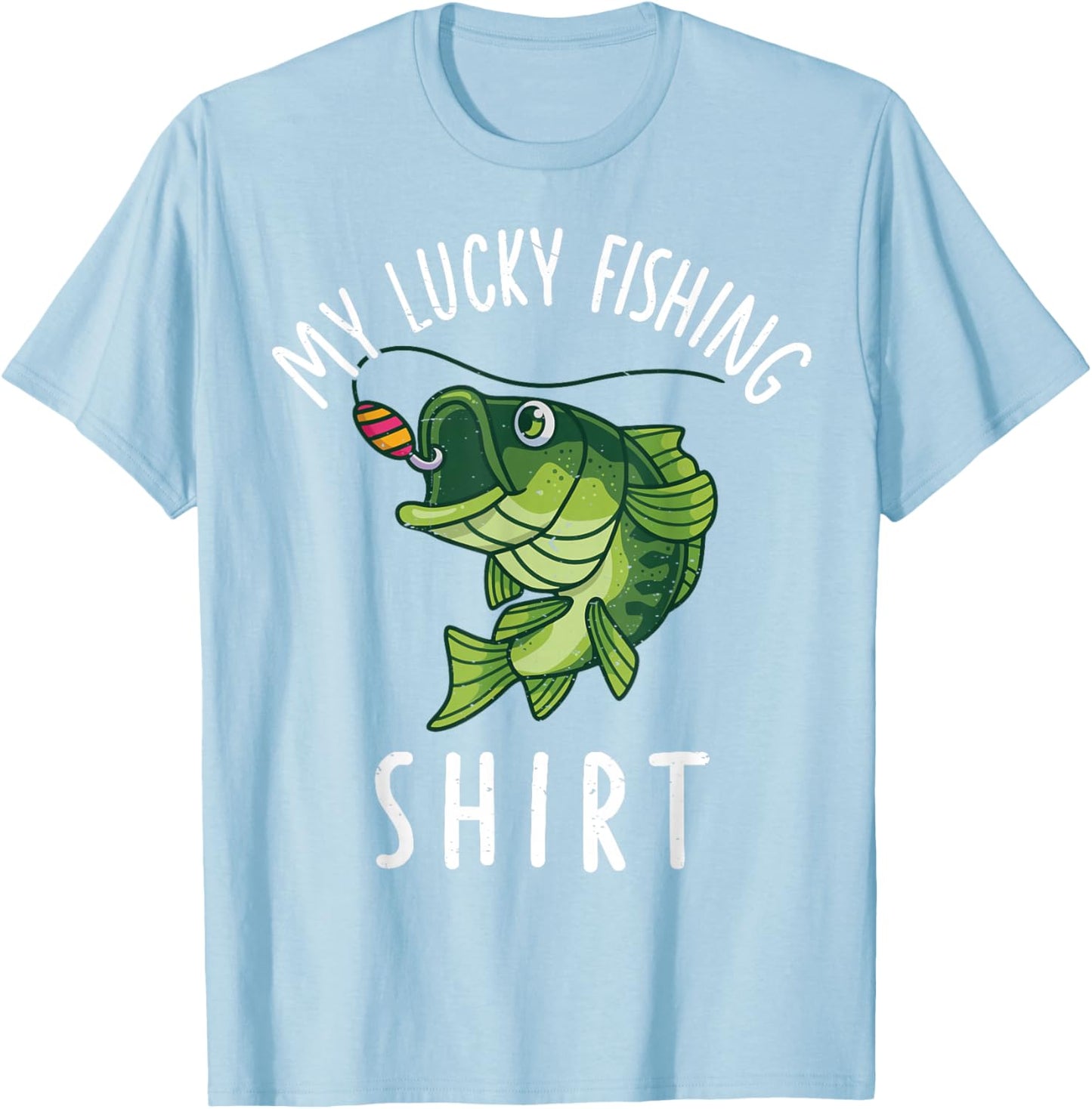 Boys My Lucky Fishing-Shirt Youth Bass Fish Funny Fisherman T-Shirt - T-Shirt | Light Blue