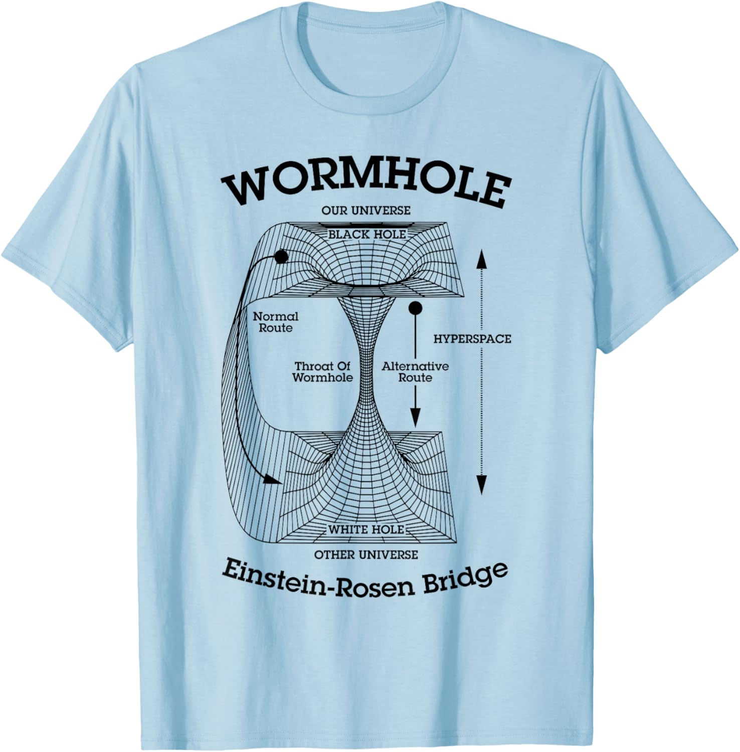 Wormhole Einstein-Rosen Bridge Black Hole Hyperspace Physics T-Shirt - T-Shirt | Light Blue