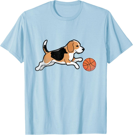 Beagle Playing Basketball Beagles Dog T-Shirt - T-Shirt | Light Blue