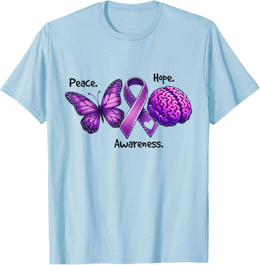 Hope Wear Purple Alzheimer's Awareness Dementia T-Shirt - T-Shirt | Light Blue