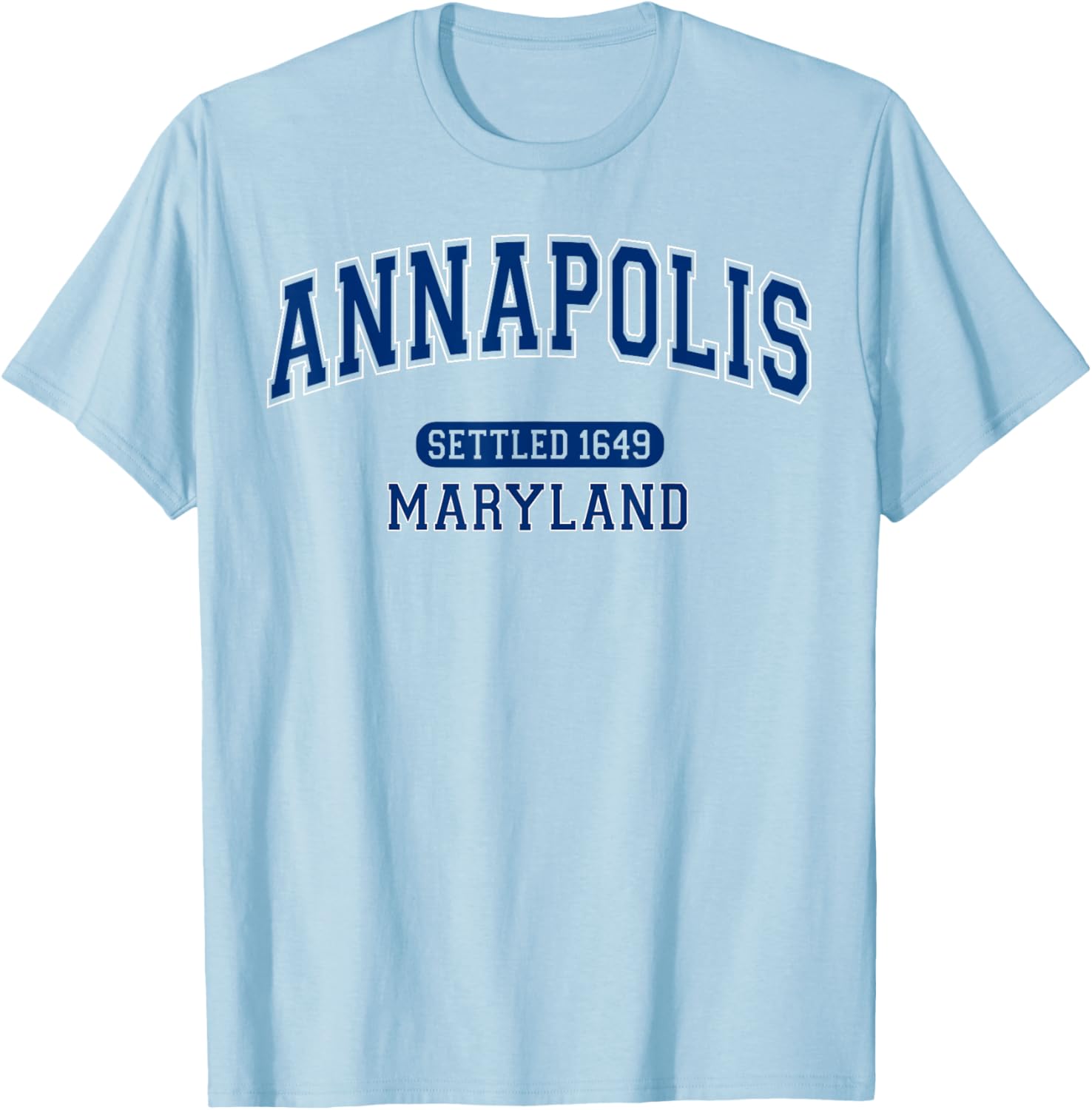 Annapolis Maryland MD Settled 1649 Vintage Arched Navy Blue T-Shirt - T-Shirt | Light Blue