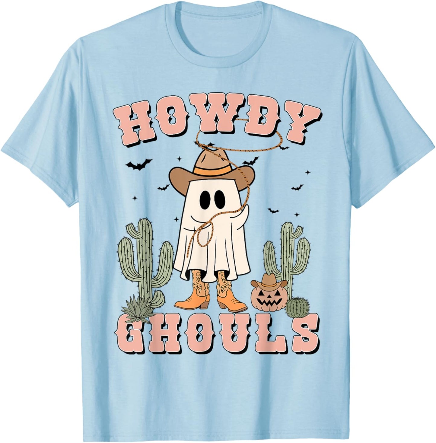 Funny Howdy Ghouls Cowboy Ghost Men Women Toddler Halloween T-Shirt - T-Shirt | Light Blue