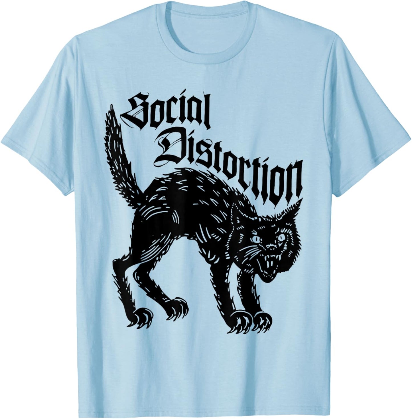Social Distortions Black Cat Meow T-Shirt - T-Shirt | Light Blue