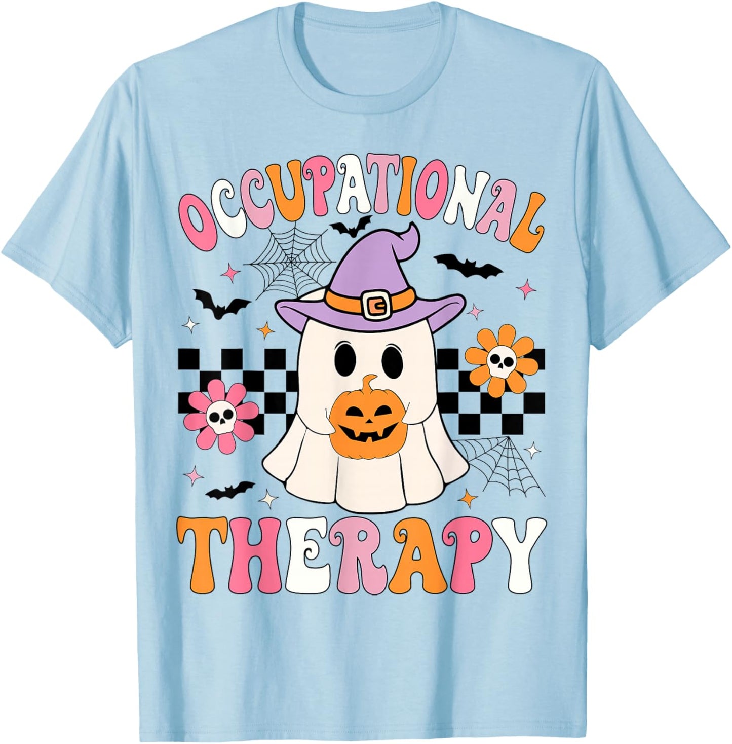 Groovy OT Halloween Occupational Therapy Halloween OT Ghost T-Shirt - T-Shirt | Light Blue