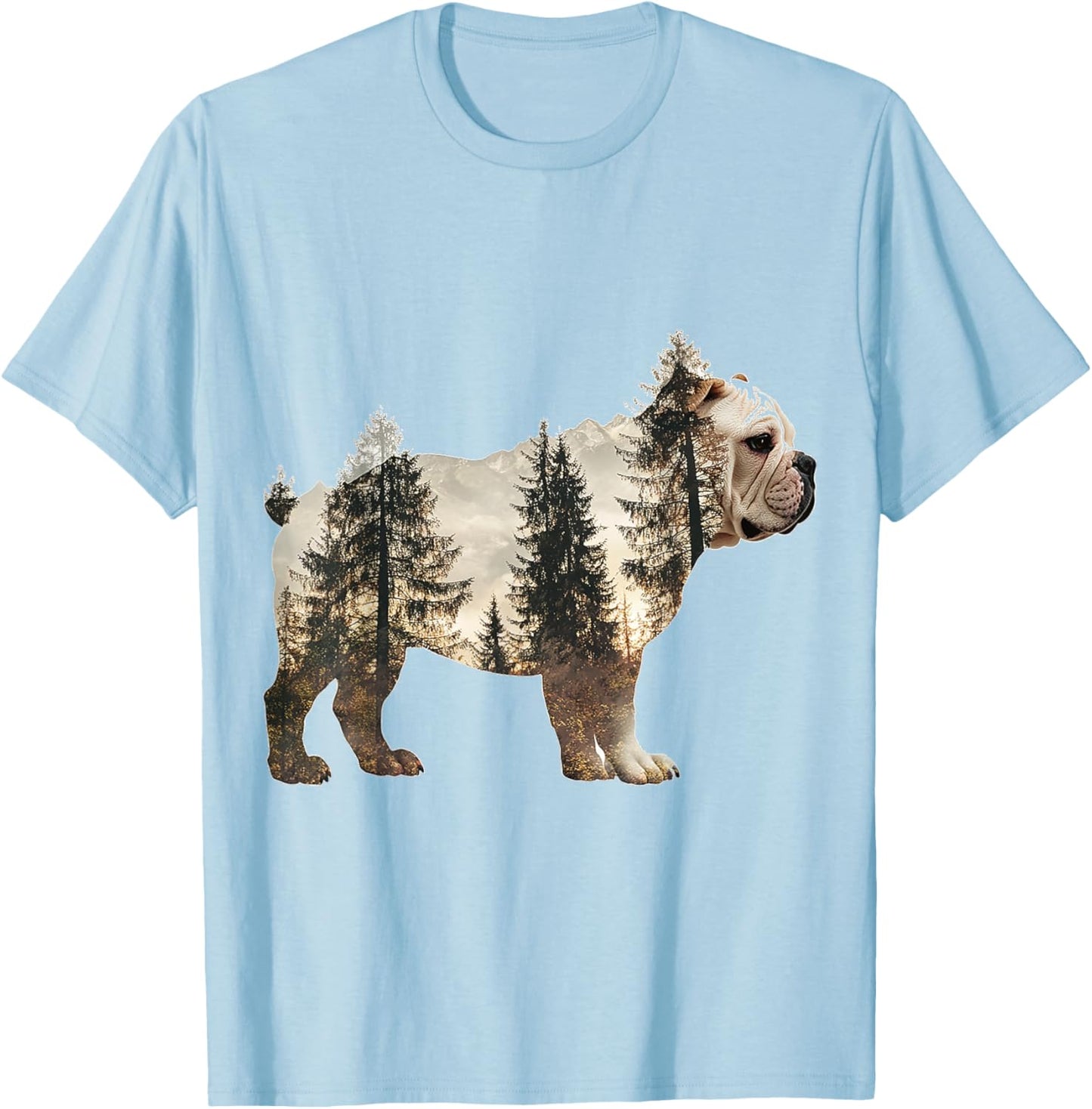 Bulldog Dog Graphic Pet Artwork Bulldog T-Shirt - T-Shirt | Light Blue