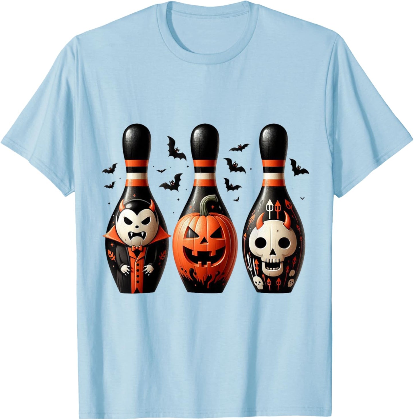 Funny Bowling Pins Halloween Spooky Costume T-Shirt - T-Shirt | Light Blue