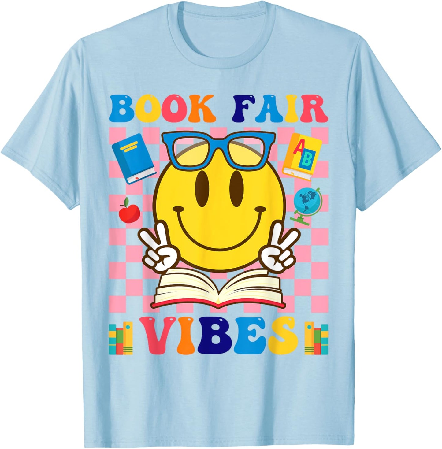 Book Fair Vibes Teacher Librarian School Reading Book Lover T-Shirt - T-Shirt | Light Blue