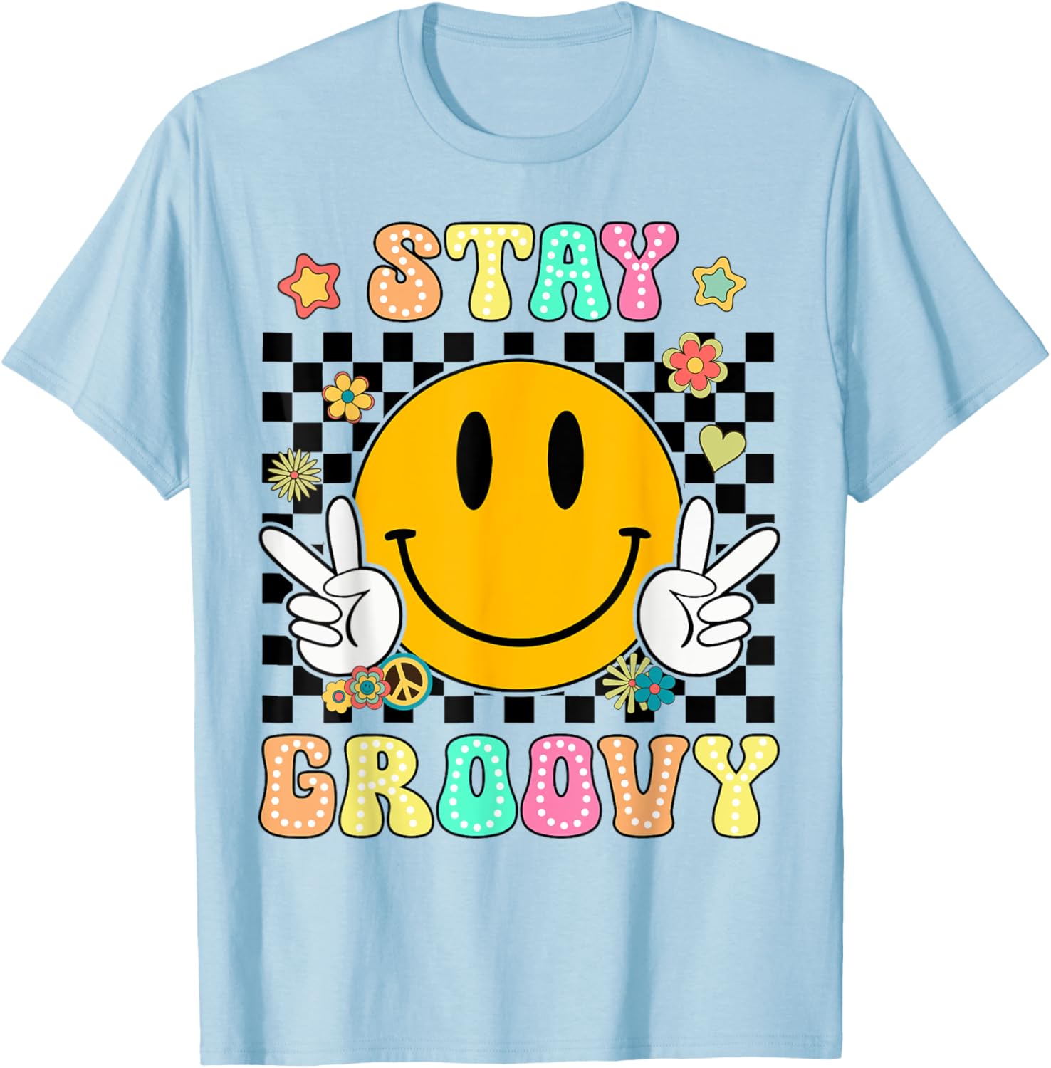 Stay Groovy Retro 60s 70s 80s Costume Theme Party T-Shirt - T-Shirt | Light Blue