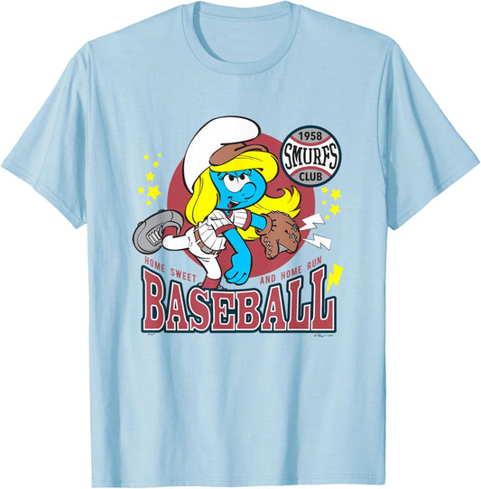 The Smurfs Baseball Home Sweet And Home Run T-Shirt - T-Shirt | Light Blue
