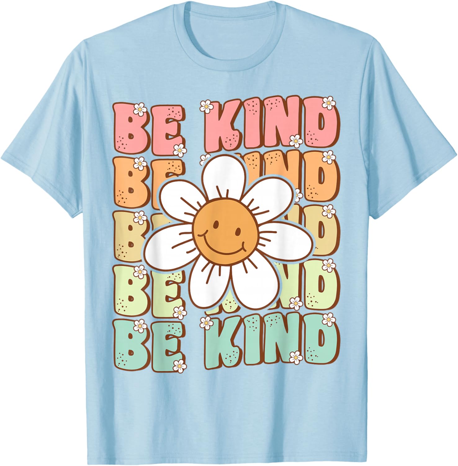 Groovy Be Kind Retro Cute Daisy Flower Positivity Kindness T-Shirt - T-Shirt | Light Blue