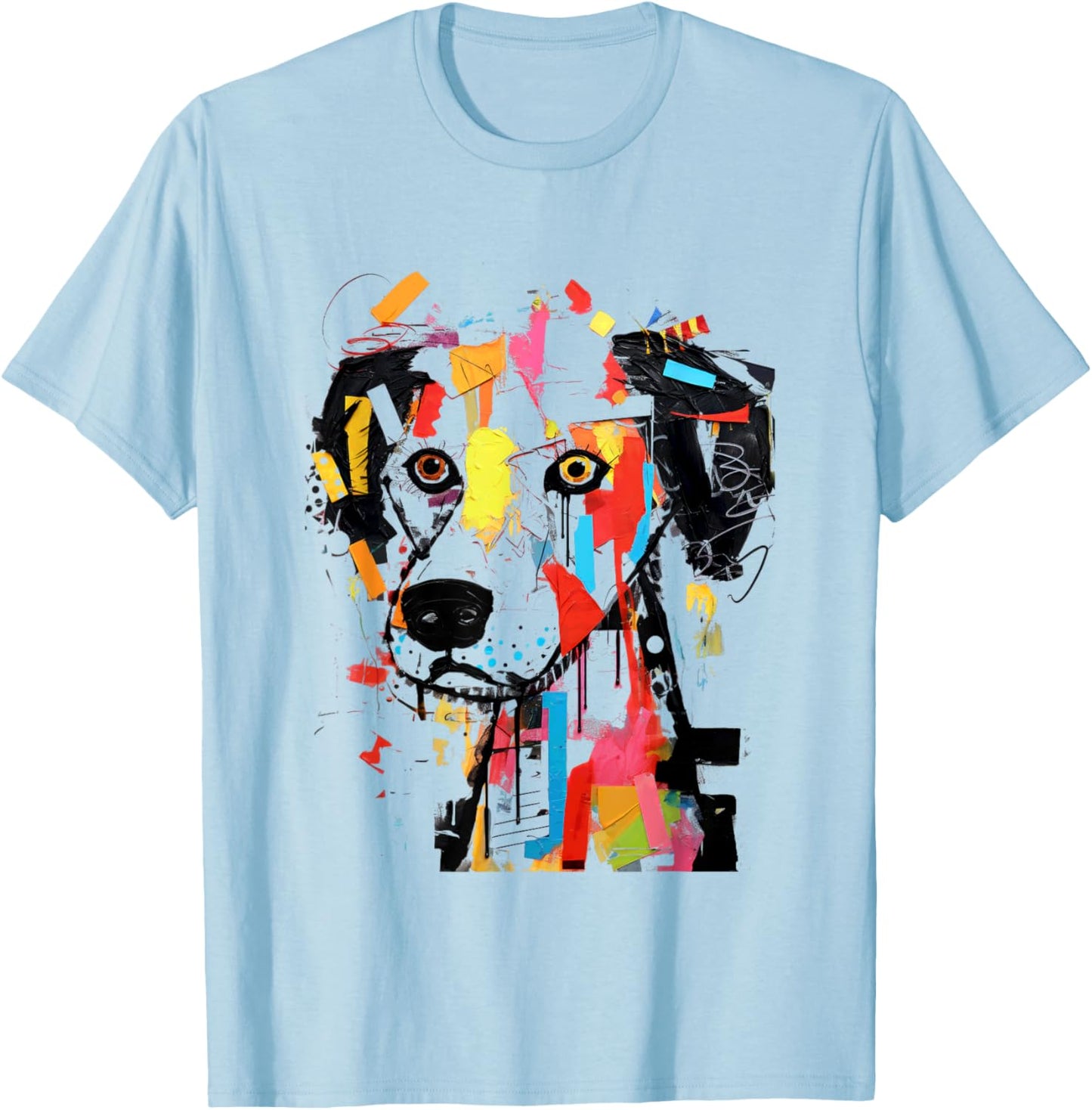 Colorful Abstract Dog Portrait Art Women Kids T-Shirt - T-Shirt | Light Blue