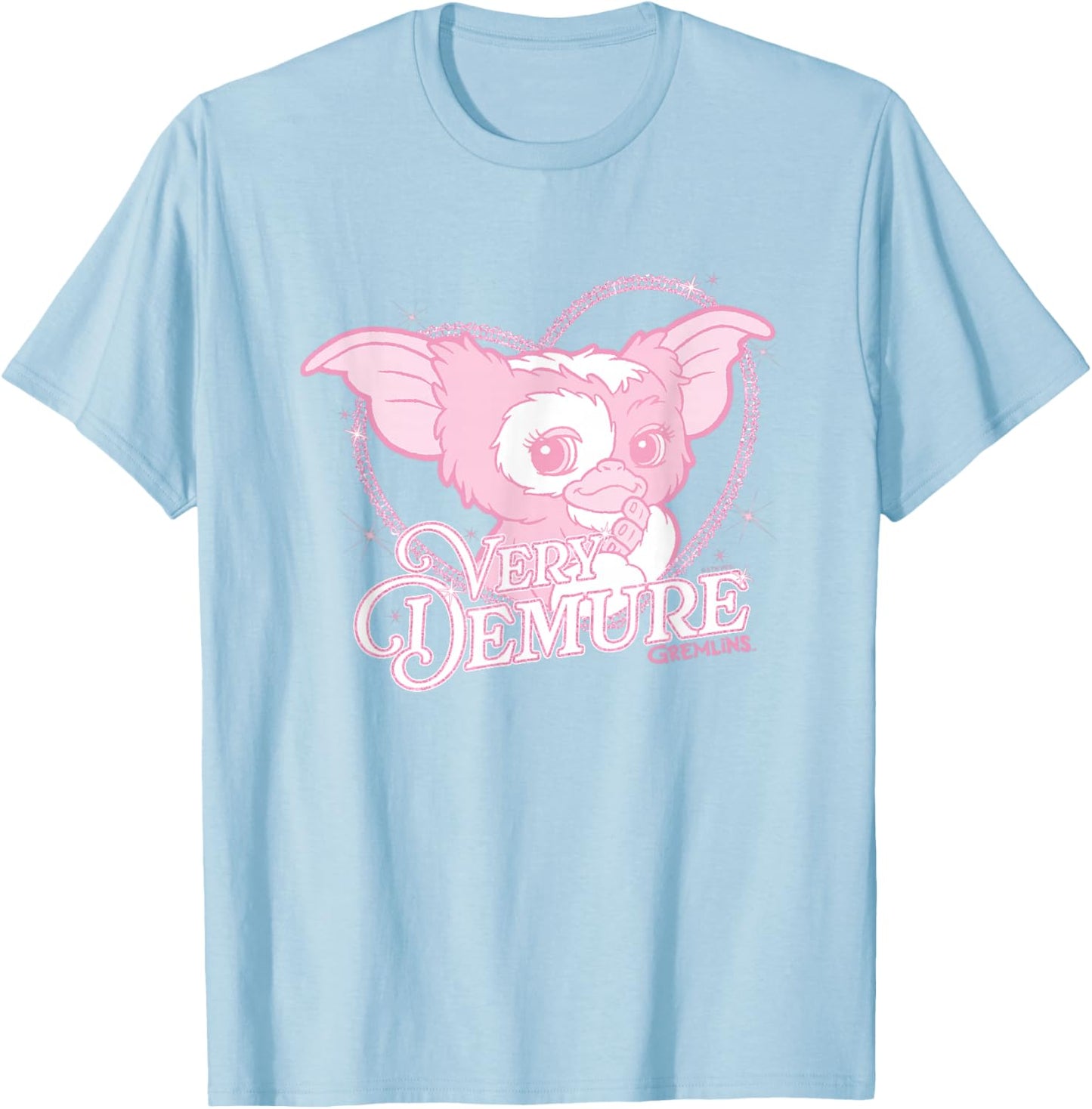 Gremlins Very Demure Cute Retro Heart Shape Big Chest Logo T-Shirt - T-Shirt | Light Blue