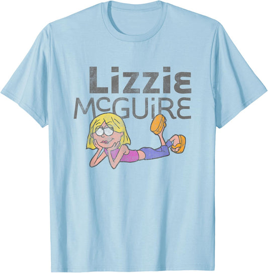 Disney Lizzy McGuire Iconic Toon Distressed Big Chest Logo T-Shirt - T-Shirt | Light Blue