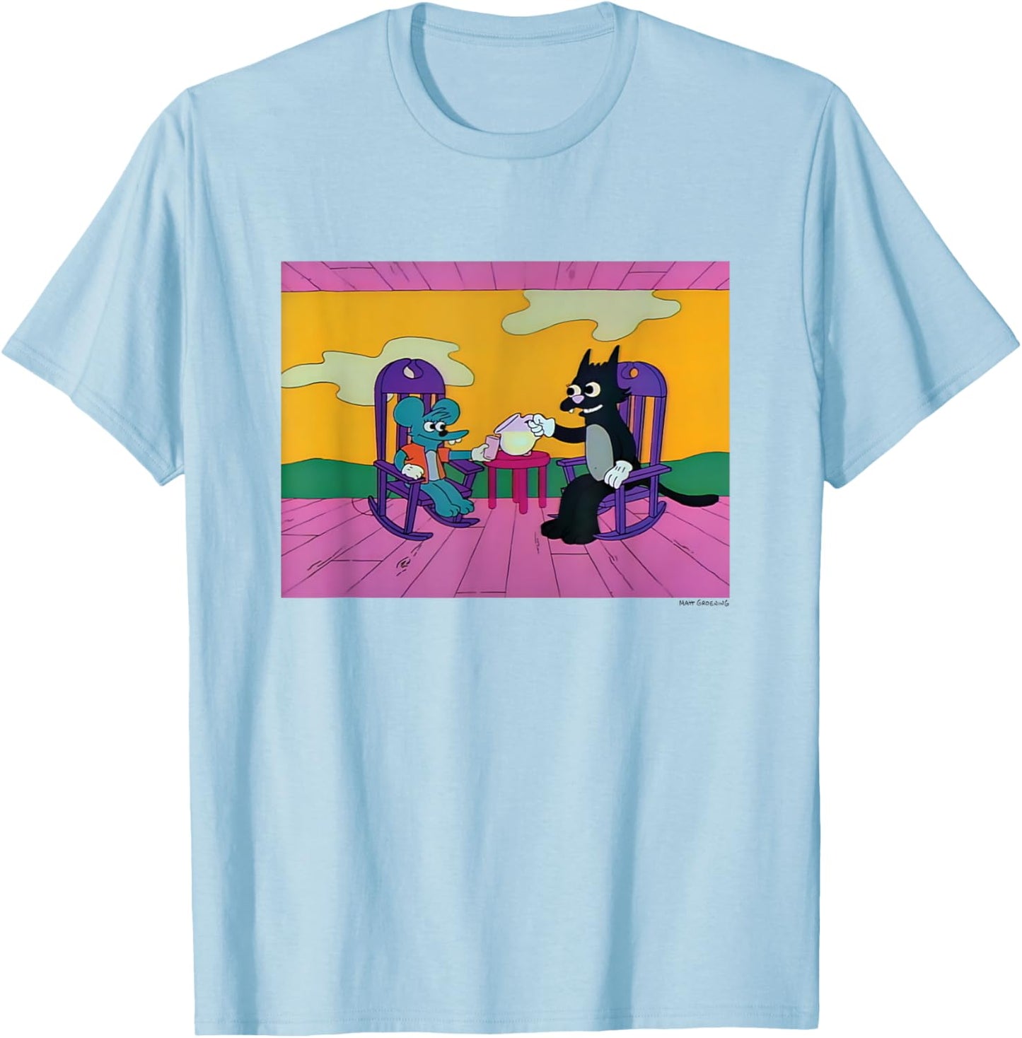 The Simpsons Iconic Itchy And Scratchy Lemonade Time Logo T-Shirt - T-Shirt | Light Blue