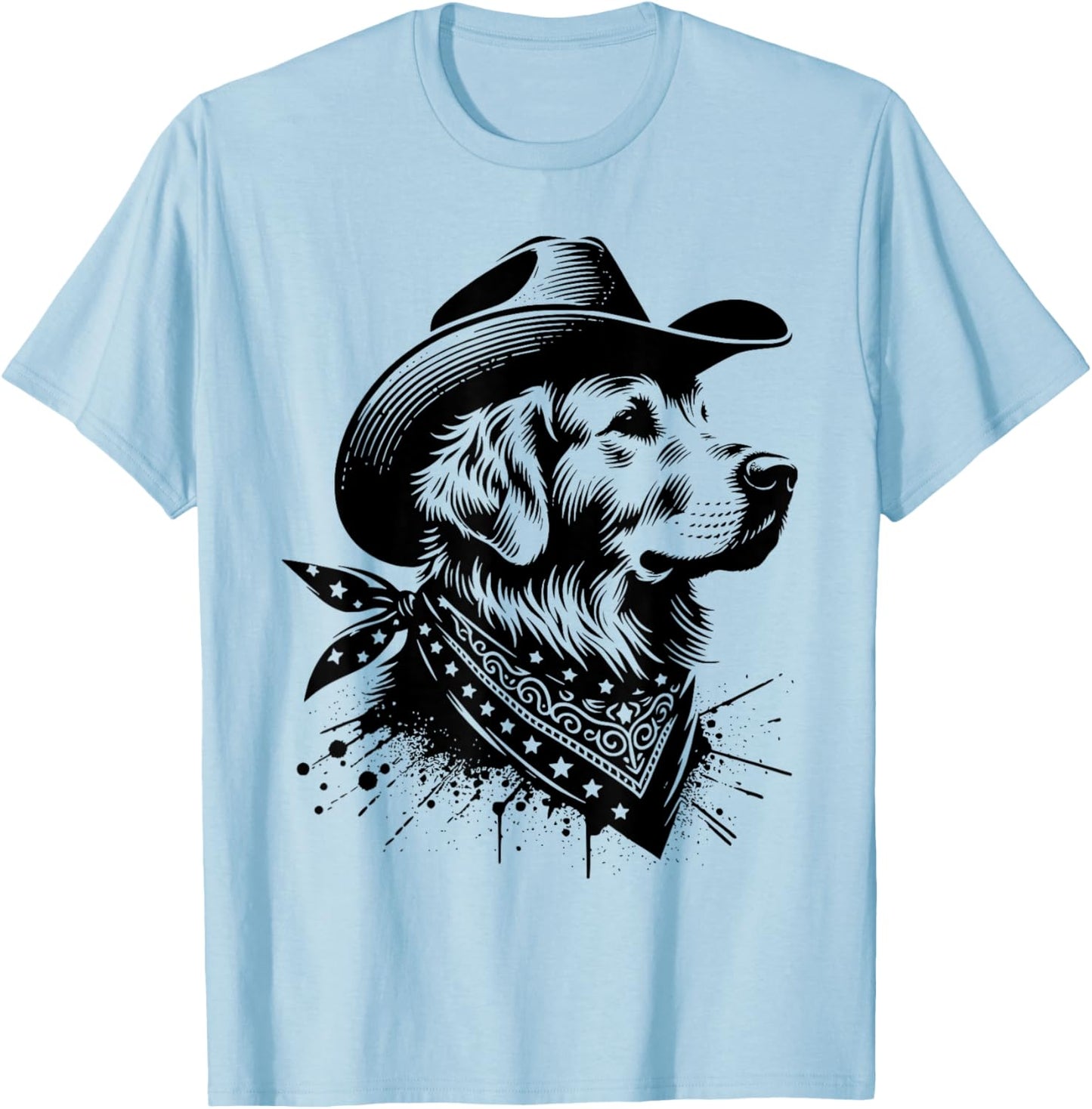 Funny Golden Retriever Cowboy Vintage Western Dog Lover T-Shirt - T-Shirt | Light Blue