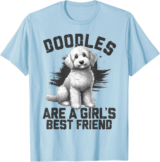 Doodles are A Girl's Best Friend Golden Labradoodle Doodle T-Shirt - T-Shirt | Light Blue
