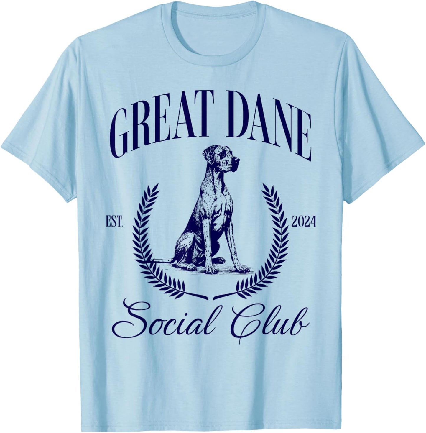 Great Dane Social Club Women Dog Mom T-Shirt - T-Shirt | Light Blue