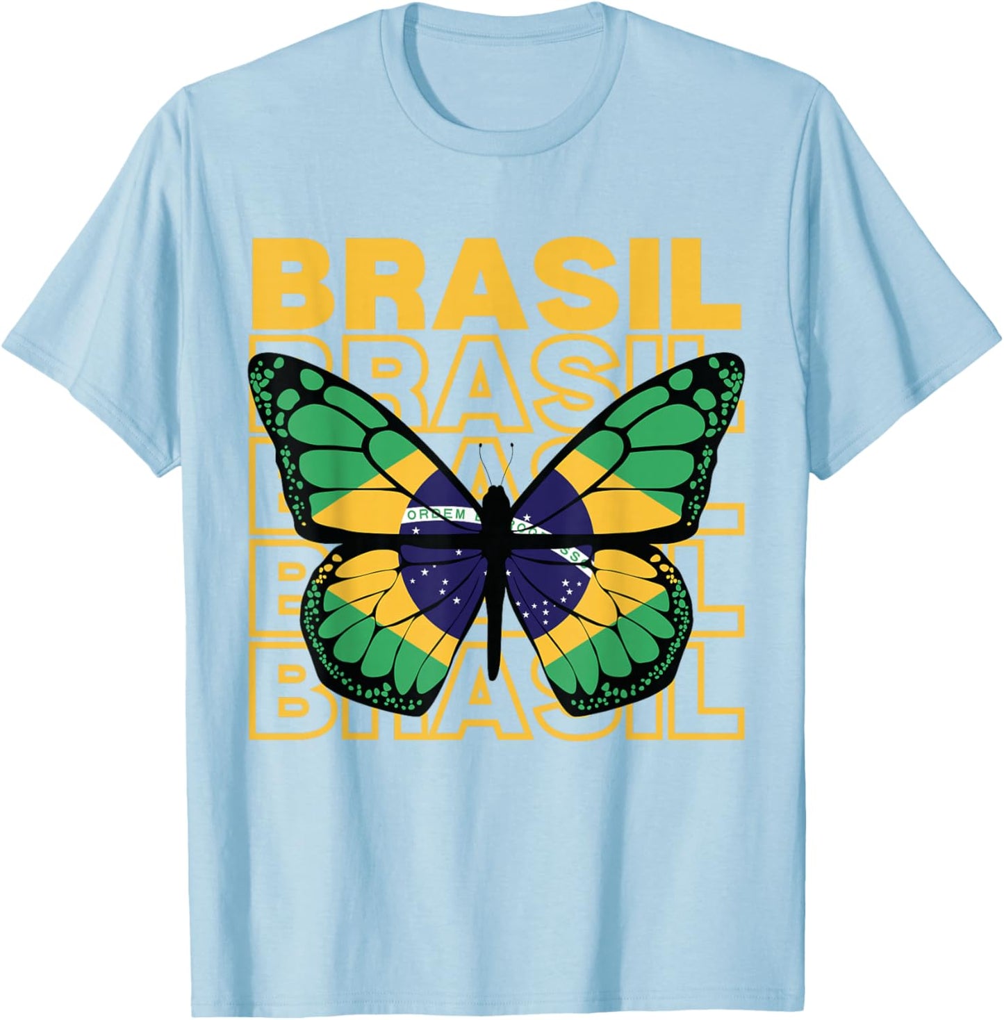 Brazil Butterfly, Brazilian Woman, Brazilian Girl, Brasil T-Shirt - T-Shirt | Light Blue