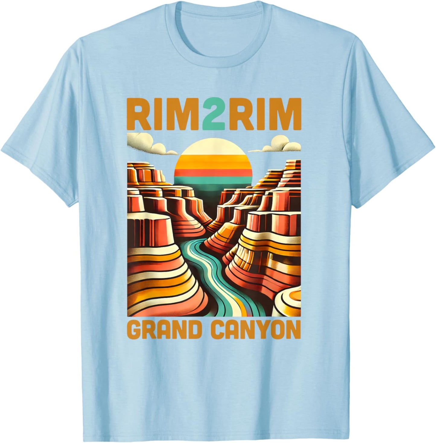 Vintage Rim 2 Rim Grand Canyon Trail Run, R2R2R Run Hiking T-Shirt - T-Shirt | Light Blue