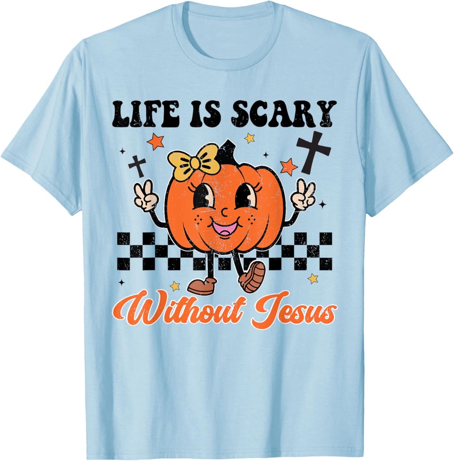 Life Is Scary Without Jesus Girl Toddler Christian Halloween T-Shirt - T-Shirt | Light Blue