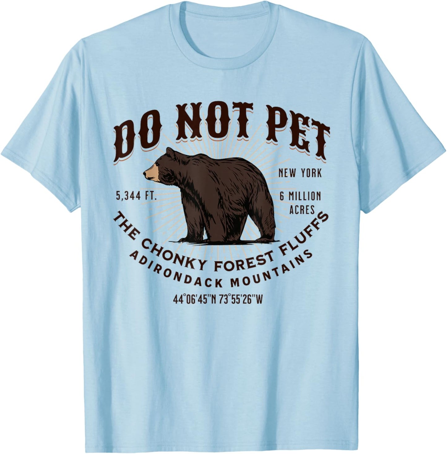 Adirondack Mountains New York Black Bear Funny Souvenir T-Shirt - T-Shirt | Light Blue