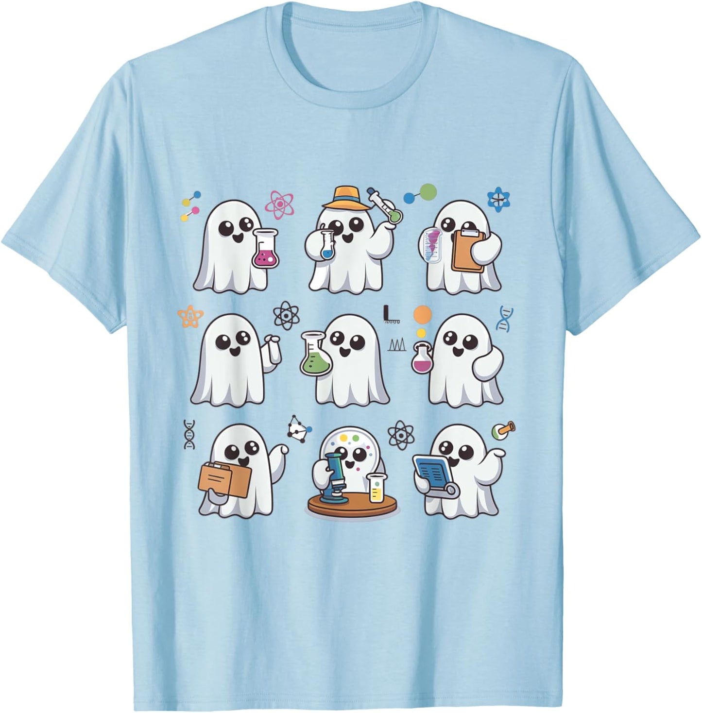 Ghost Science Teacher Chemistry Laboratory Halloween Costume T-Shirt - T-Shirt | Light Blue