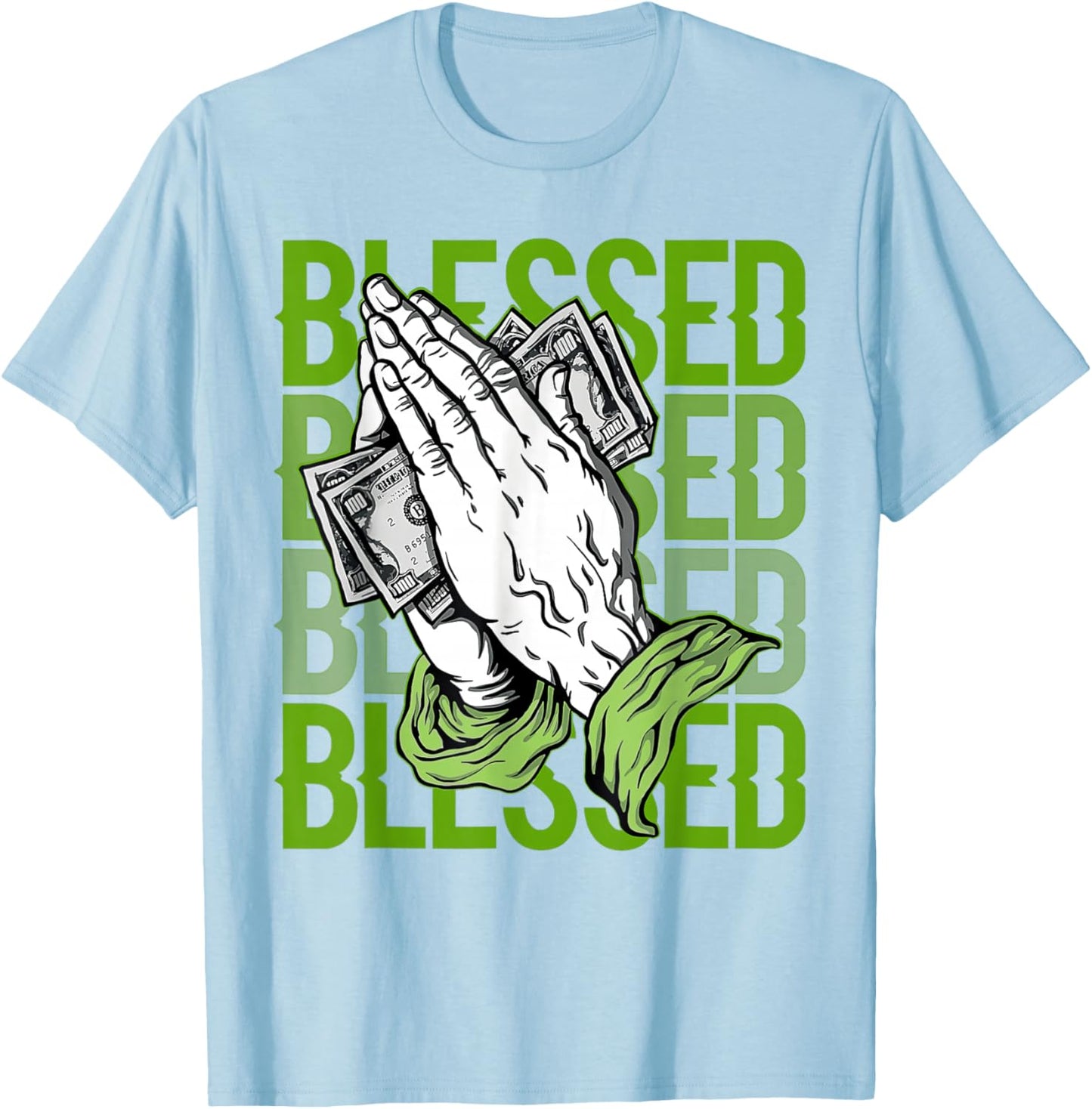 Chlorophyll Green White Color Match T-Shirt - T-Shirt | Light Blue