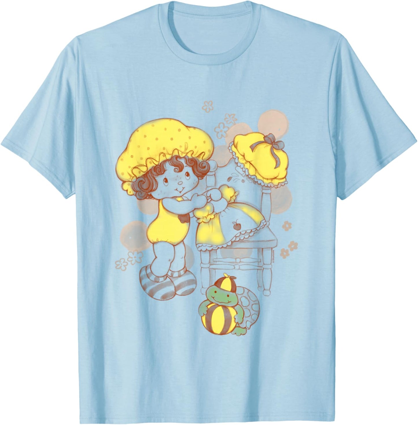 Strawberry Shortcake Cute Apple Dumplin Retro Chest Logo T-Shirt - T-Shirt | Light Blue